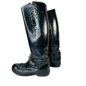 Bates Floataways Black Leather 18 in Military Side Zip Boots Unisex 8 Or 10
